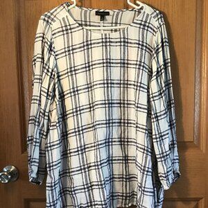 Lane Bryant White/Blue Blouse with tie